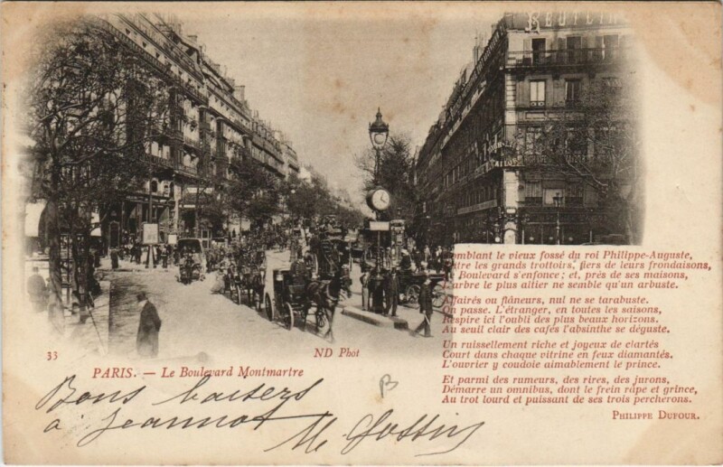 Carte postale ancienne Paris 2e Boulevard Montmartre