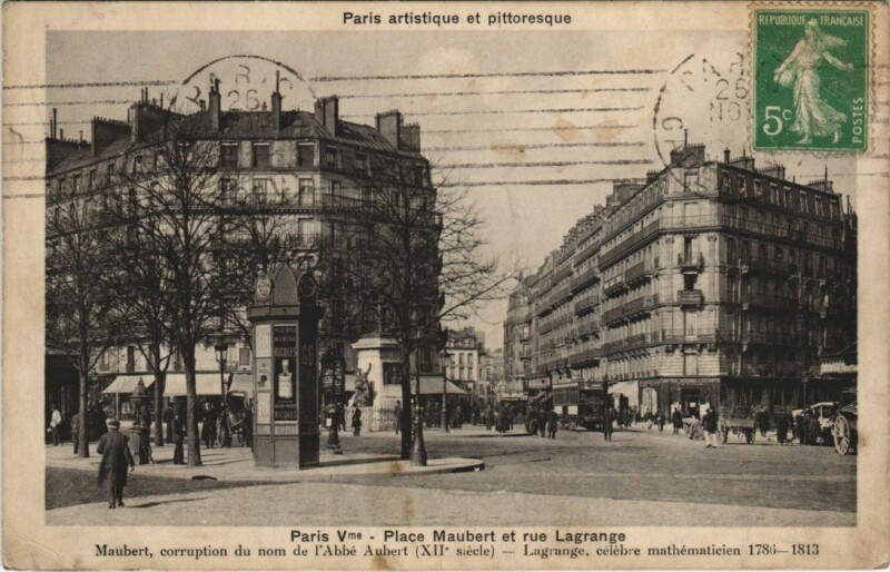 Carte postale ancienne Paris 5e Place Maubert et rue lagrange