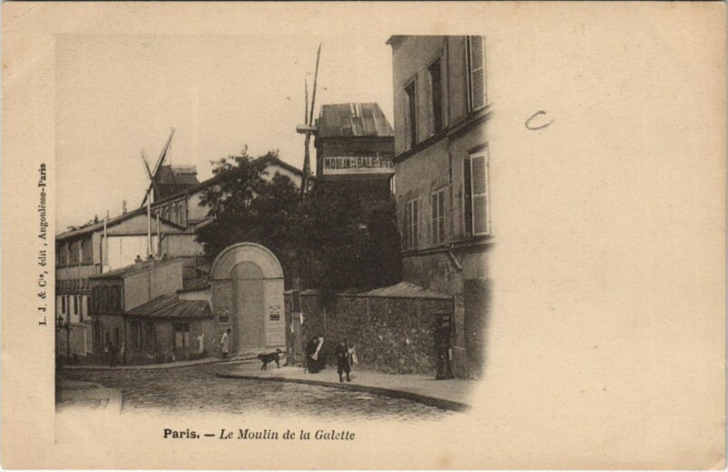 Carte postale ancienne Paris 18e Montmartre Moulin de la Galette