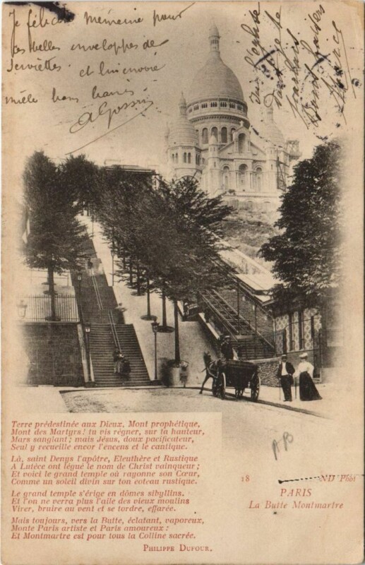 Carte postale ancienne Paris 18e Montmartre Le Sacré-Coeur