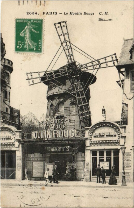 Carte postale ancienne Le Moulin Rouge à Paris 18e