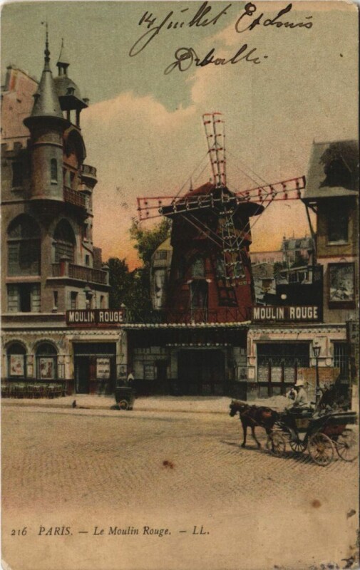 Carte postale ancienne Le Moulin Rouge (Place Blanche) à Paris 9e
