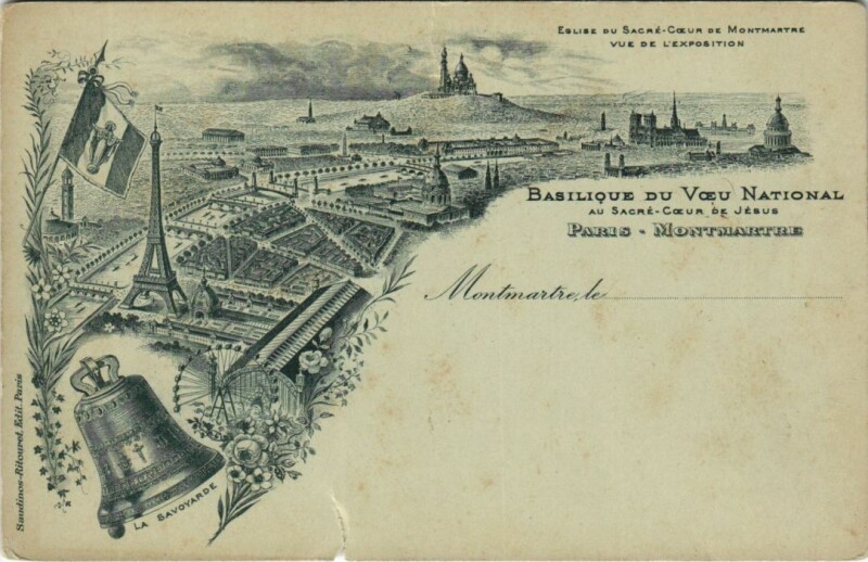 Carte postale ancienne Montmartre - Basilique du Voeu National au sacré-coeur de Jésus à Paris 15e