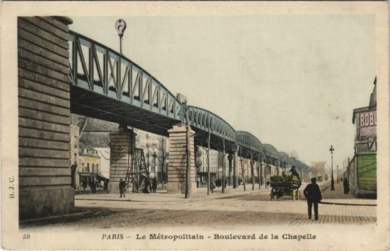 Carte postale ancienne Paris 18e le Métropolitain Bd de la Chapelle