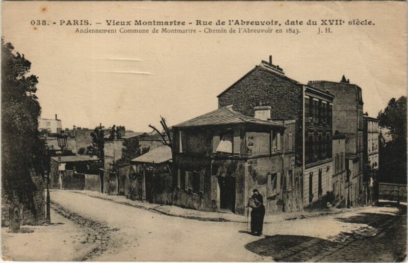 Carte postale ancienne Vieux Montmartre - Rue de l'Abreuvoir à Paris 18e