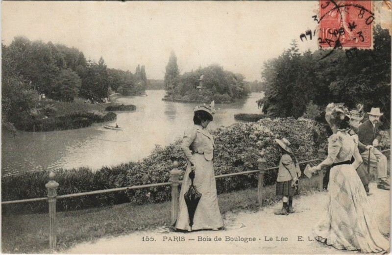 Carte postale ancienne Bois de Boulogne - Le Lac à Paris 16e