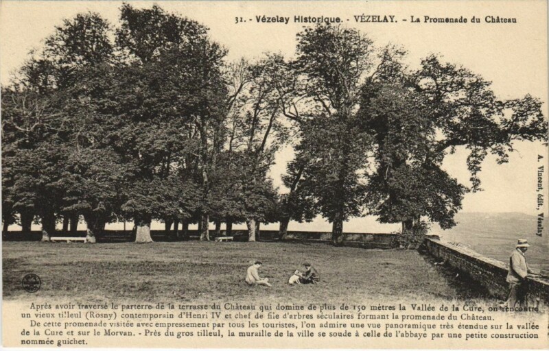 Carte postale ancienne Vezelay La Promenade du Chateau