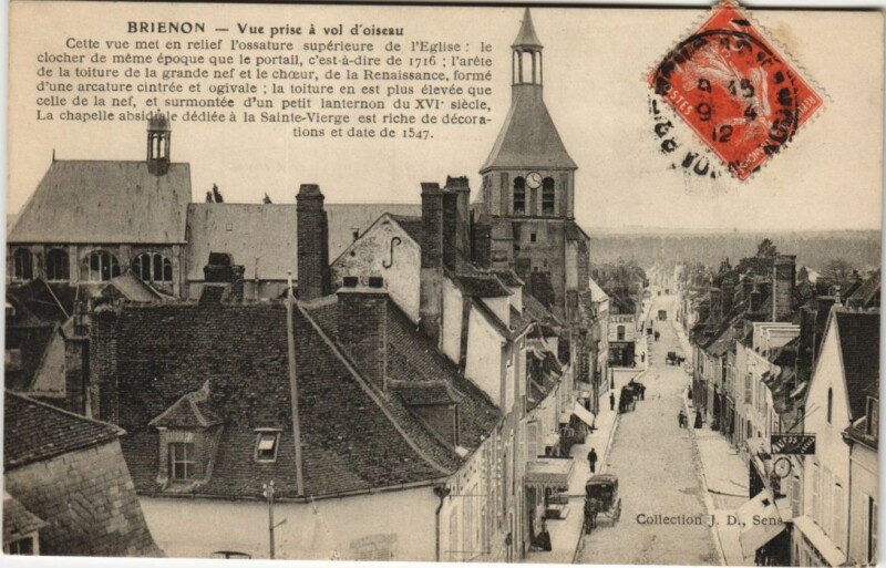Carte postale ancienne Brienon Vue prise a Vol d'Oiseau