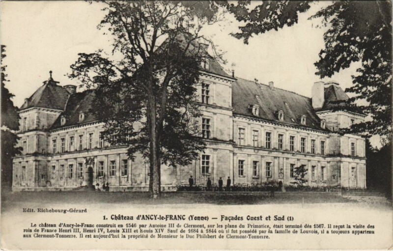 Carte postale ancienne Ancy-le-Franc Chateau - Facades Ouest et Sud à Ancy-le-Franc