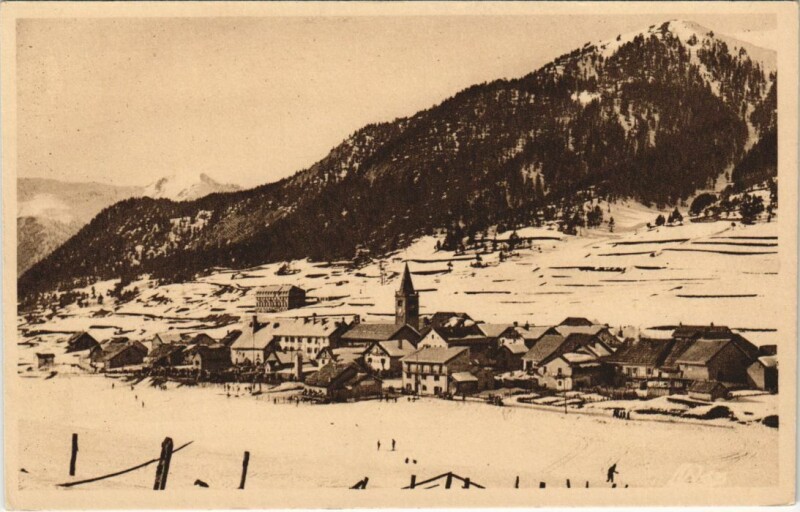 Carte postale ancienne Montgenevre L'Hiver - Vue Generale