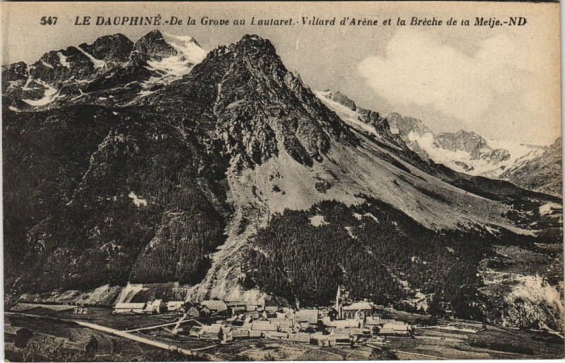 Carte postale ancienne Villar-d'Arene et la Breche de la Meije