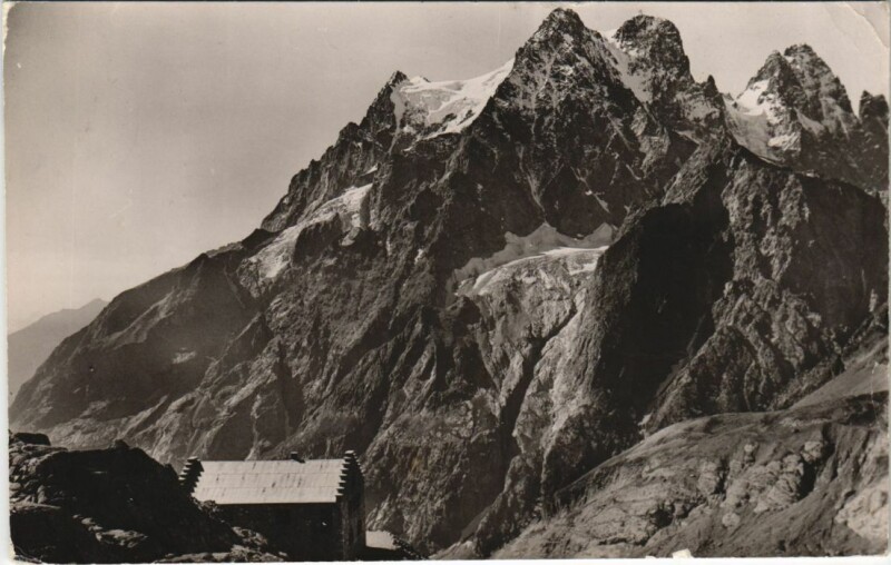 Carte postale ancienne Refuge du Glacier Blanc et le Pelvoux