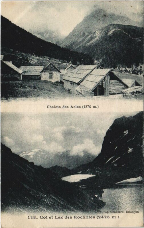 Carte postale ancienne Chalets des Acles - Col et Lac des Rochilles