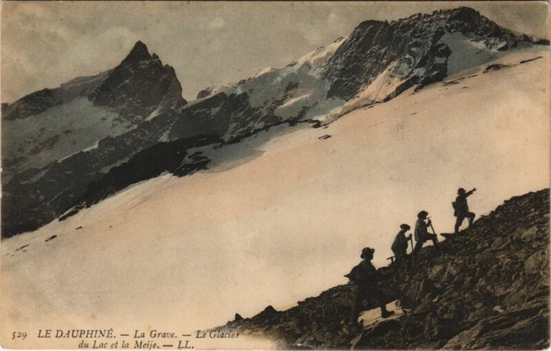 Carte postale ancienne La Grave Le Glacier du Lac et la Meije à La Grave