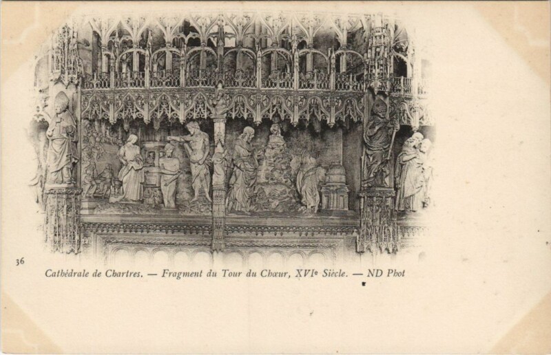 Carte postale ancienne Chartres Cathedrale Fragment du Tour du Choeur France à Chartres