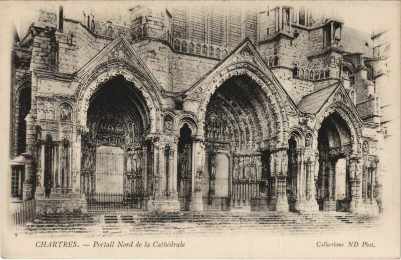 Carte postale ancienne Chartres Cathedrale Portail Nord France à Chartres