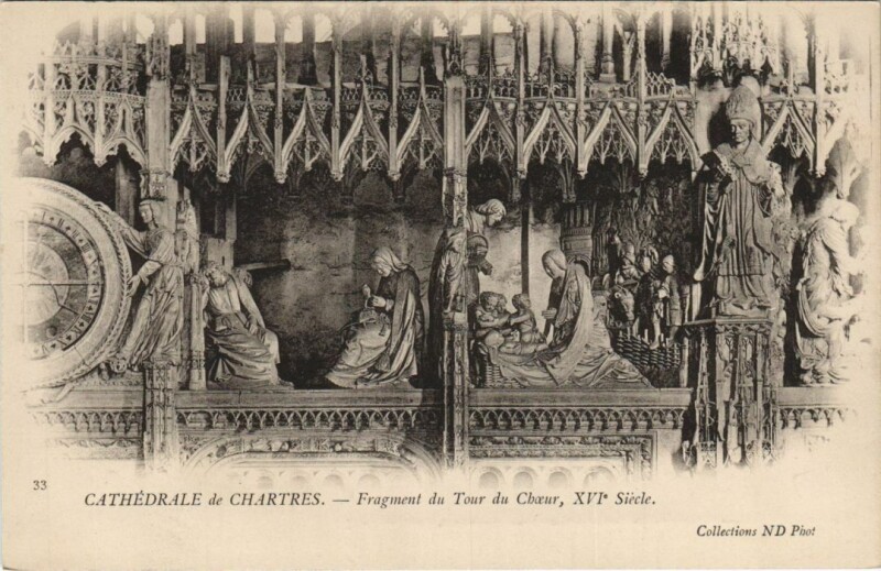Carte postale ancienne Chartres Cathedrale Fragment du Tour du Choeur France à Chartres