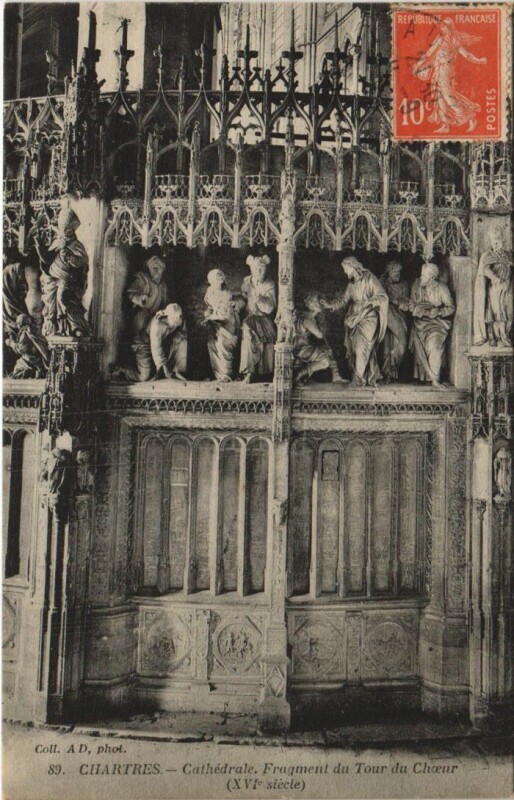 Carte postale ancienne Chartres Cathedrale Fragment du Tour du Choeur France à Chartres