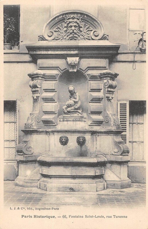Carte postale ancienne Paris IIIe Paris Fontaine Saint Louis Rue Turenne à Paris 3e