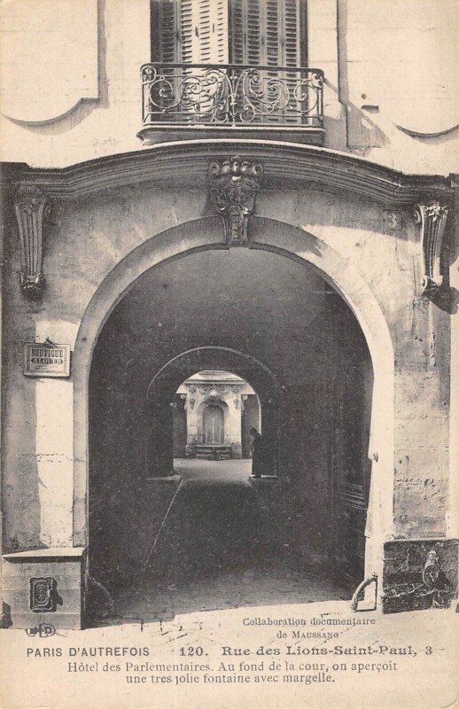 Carte postale ancienne Paris IVe Paris Rue Des Lions Saint Paul à Paris 4e