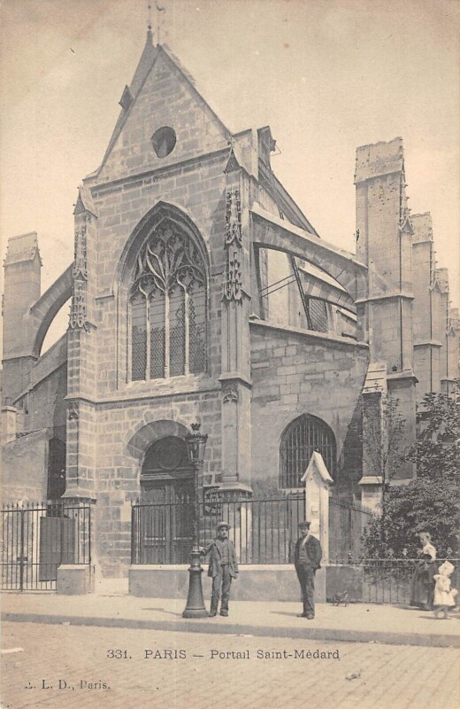 Carte postale ancienne Paris Ve Portail Saint Medard à Paris 5e