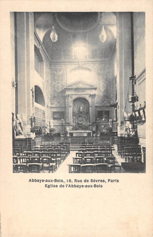 Carte postale ancienne Abbaye-aux-Bois - Rue de Sèvres - Eglise de l'Abbaye-aux-Bois à Paris 7e