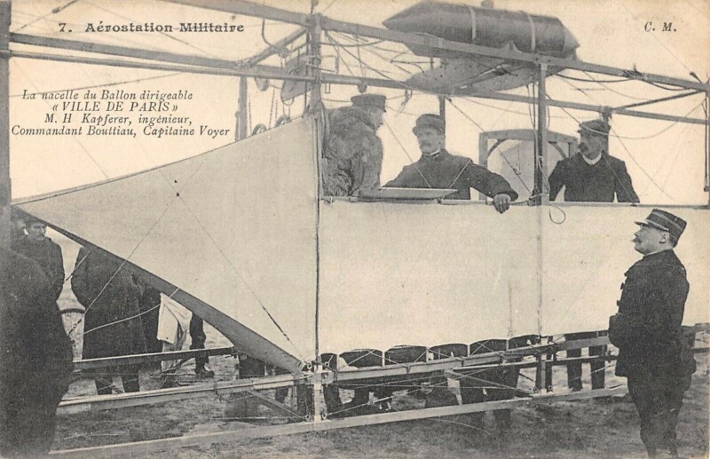 Carte postale ancienne Aviation Aerostation La Nacelle Du Ballon Dirigeable Ville De Paris Kapferer
