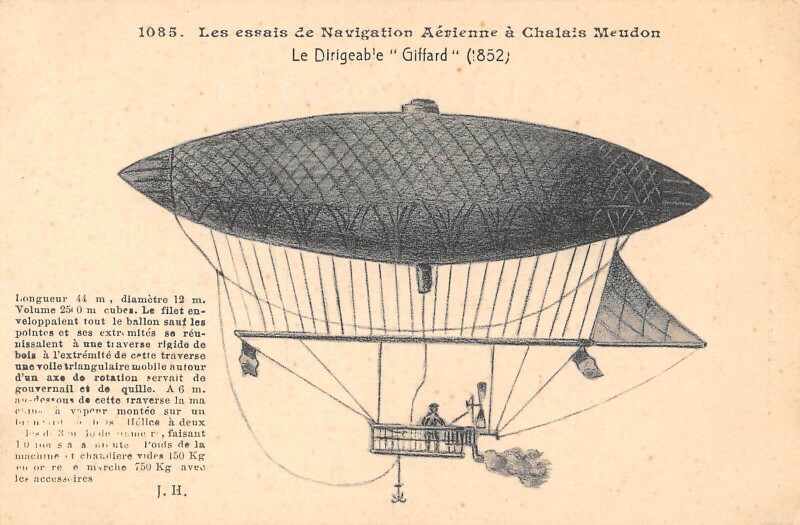 Carte postale ancienne Aviation Essais De Navigation Aerienne A Chalais Meudon Dirigeable Giffard