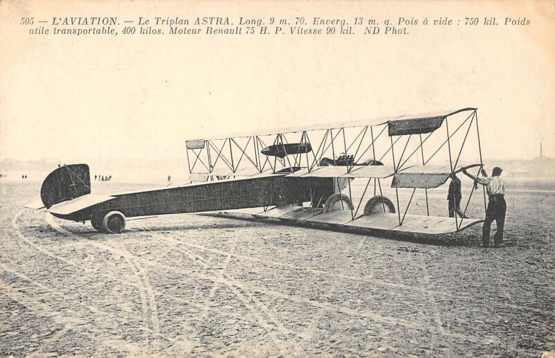 Carte postale ancienne Aviation Triplan Astra