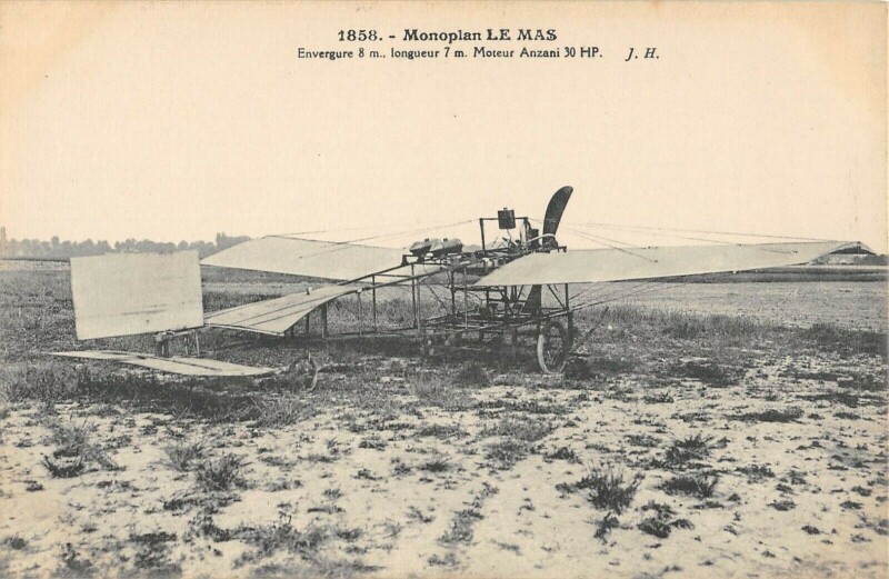 Carte postale ancienne Aviation Monoplan Le Mas