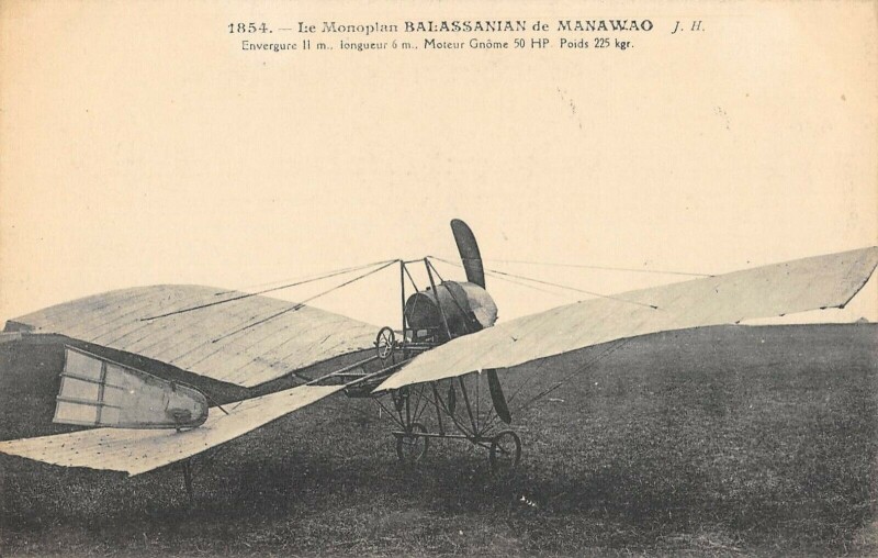 Carte postale ancienne Aviation Le Monoplan Balassanian De Manawao