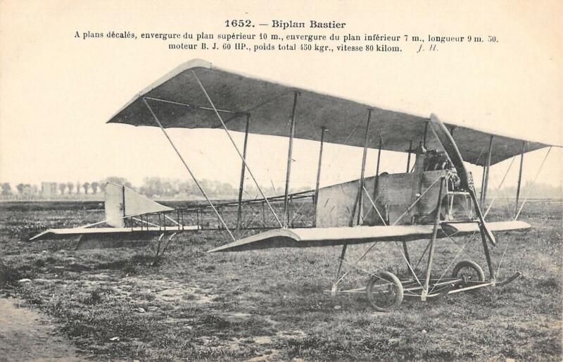 Carte postale ancienne Aviation Biplan Bastier
