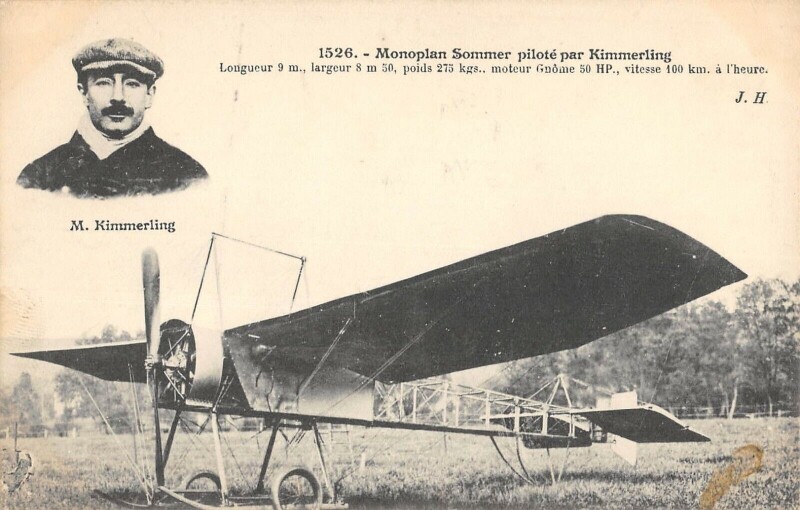 Carte postale ancienne Aviation Monoplan Sommer Pilote Par Kimmerling