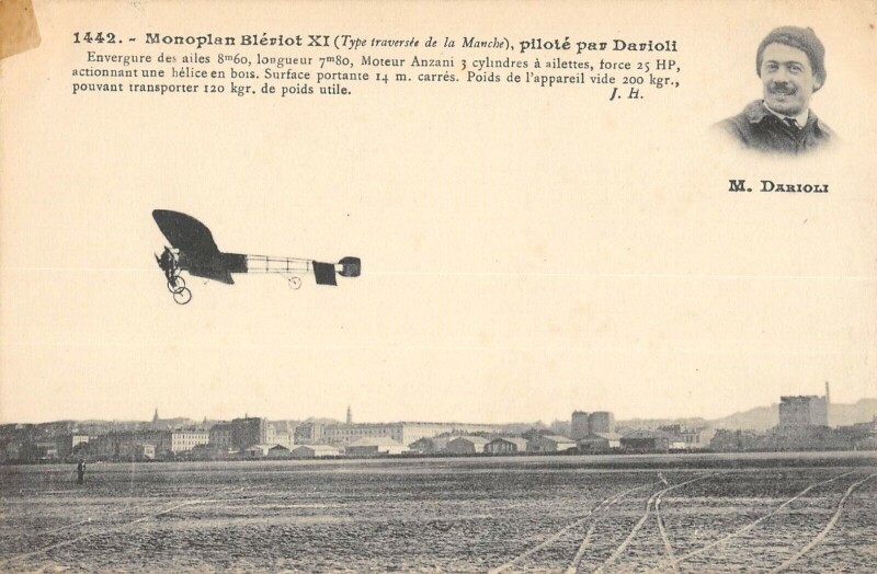 Carte postale ancienne Aviation Monoplan Bleriot Xi Pilote Par Darioli
