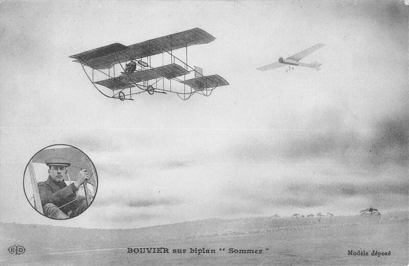 Carte postale ancienne Aviation Bouvier Sur Biplan Sommer