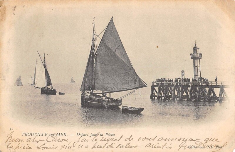 Carte postale ancienne Trouville Sur Mer Depart Pour La Peche à Trouville-sur-Mer