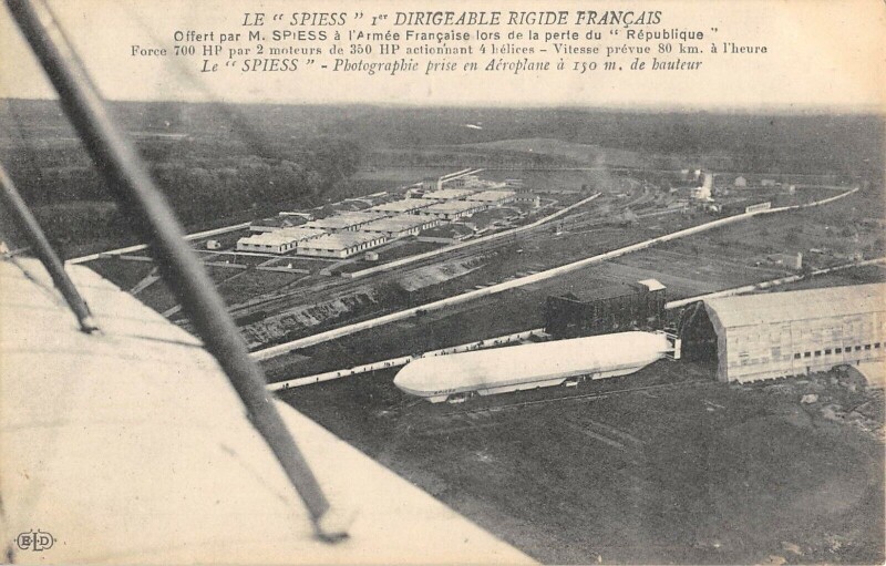 Carte postale ancienne Aviation Le Spiess 1ER Dirigeable Rigide Francais