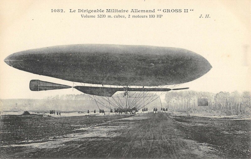 Carte postale ancienne Aviation Le Le Dirigeable Allemand Parseval Pris Au Depart (cliché rare