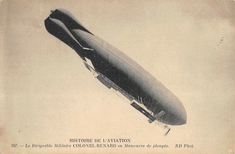 Carte postale ancienne Aviation Histoire De L'Aviation Le Dirigeable Militaire Colonel Renard En Ma