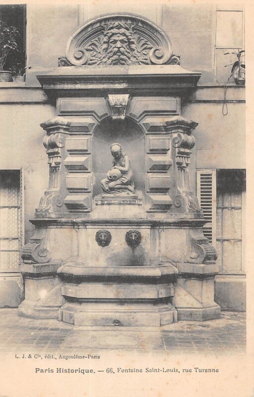 Carte postale ancienne Paris IIIe Paris Fontaine Saint Louis Rue Turenne à Paris 3e