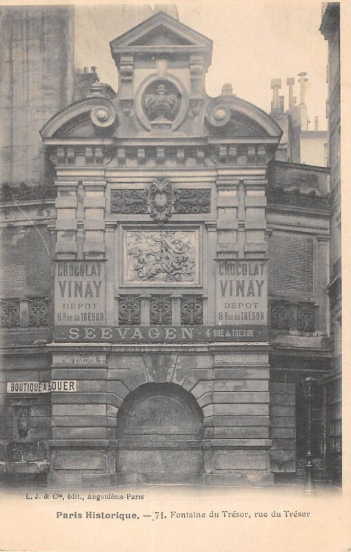 Carte postale ancienne Paris IVe Paris Historique Fontaine Du Tresor à Paris 4e