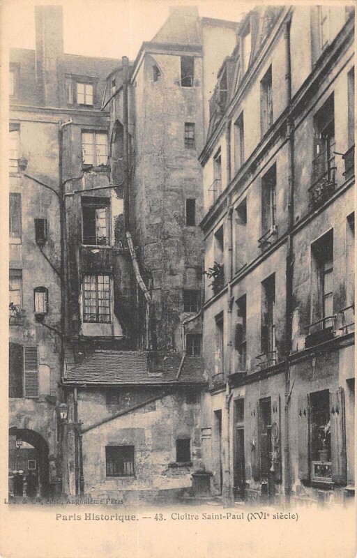 Carte postale ancienne Paris IVe Paris Historique Cloitre Saint Paul à Paris 4e