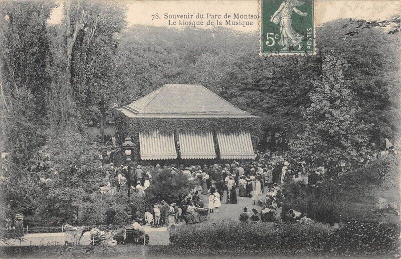 Carte postale ancienne Paris XIVe Souvenir Du Parc Montsouris Le Kiosque De La Musique à Paris 14e