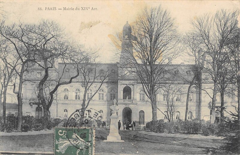 Carte postale ancienne Mairie du XIVe Arrondissement à Paris 14e