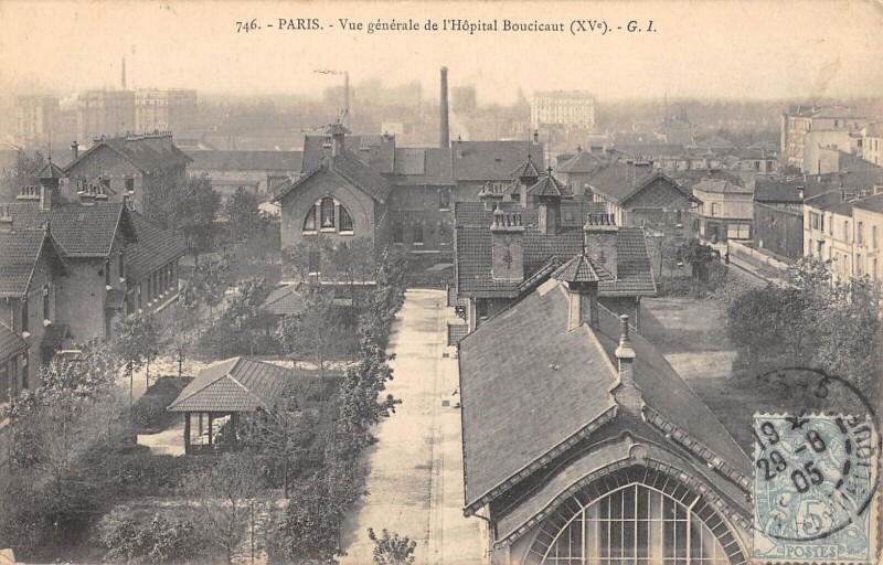 Carte postale ancienne Vue générale de l'Hôpital Boucicaut à Paris 15e