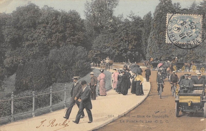 Carte postale ancienne Bois de Boulogne - La Pointe du Lac à Paris 16e
