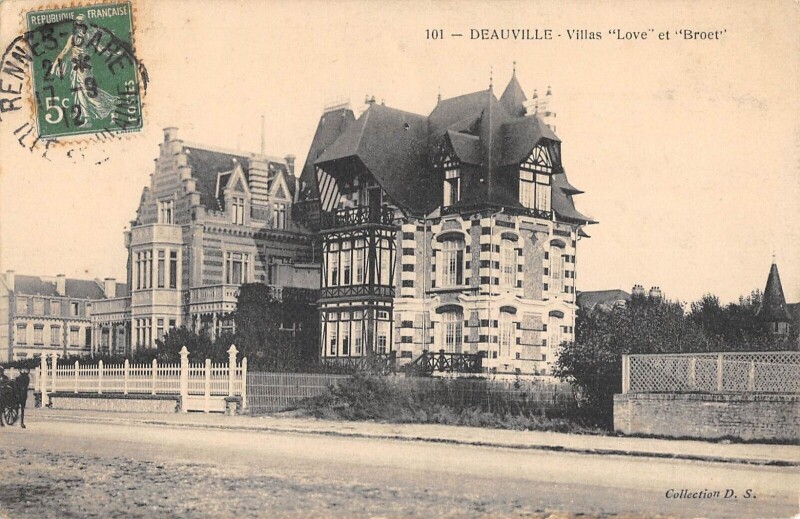 Carte postale ancienne Deauville Villas Love Et Broet à Deauville