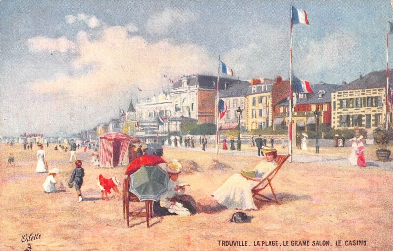 Carte postale ancienne Trouville La Plage Le Grand Salon Le Casino - Cpa Illustrateur