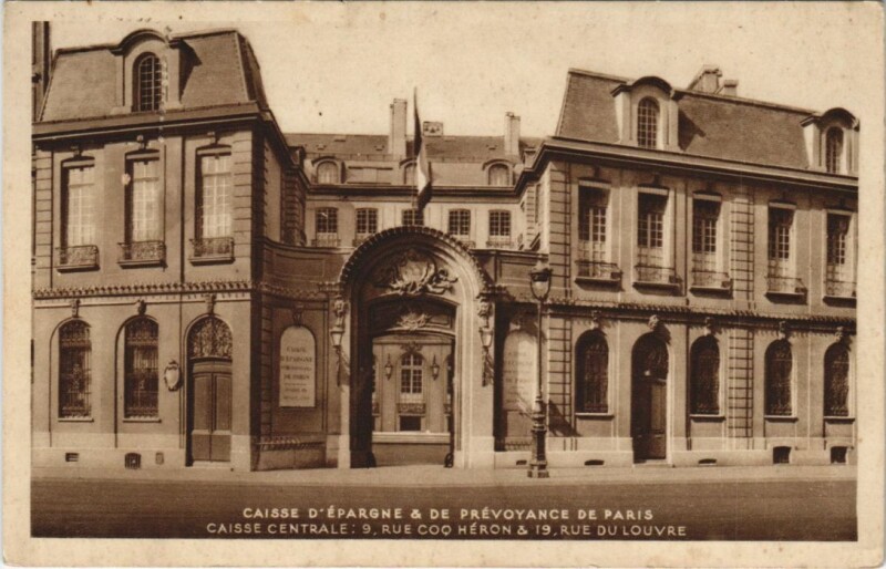 Carte postale ancienne Paris 6e 9, Rue Coq Héron Caisse d'Epargne
