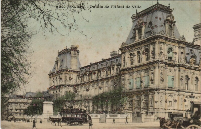 Carte postale ancienne Paris 4e Hotel de Ville decorated, glittery